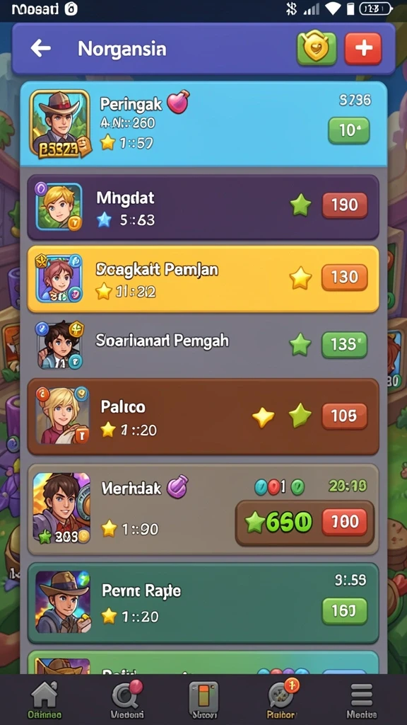 wingacor77 - Tangkapan layar permainan yang menunjukkan antarmuka yang menarik.